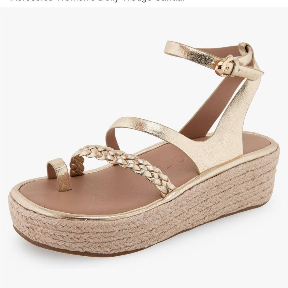 AEROSOLES Soft Gold Patent Sandals